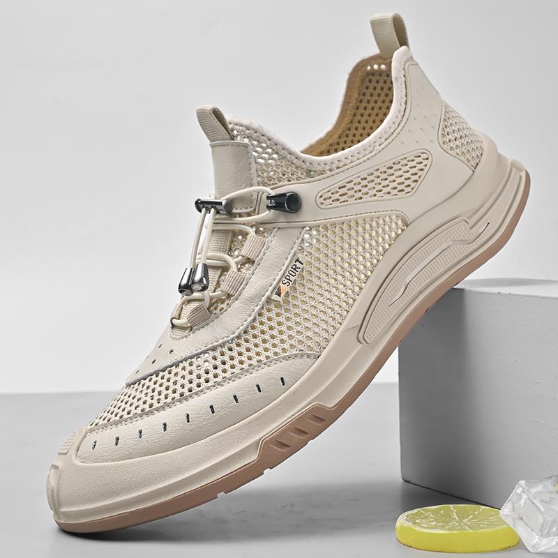 Мода Новое поступление Мужская сетчатая обувь На шнуровке Повседневная обувь Уличные мужские кроссовки Дышащие Сквозные Балетки Легкая спортивная обувь