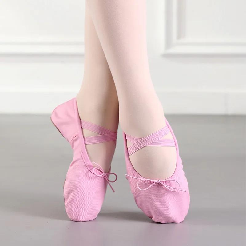 Girls Ballet Shoes Canvas Flat Ballet Dancing Slippers Dance Shoes For Adult Women Kids Children Classic Split-Sole Soft