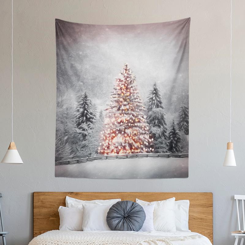 Christmas Tree Decoration Printed Pattern Tapestry Home Living Room Bedroom Wall Decoration Background Cloth Tapestry 230x180cm