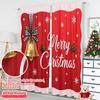 2pcs 2D Flat Printing Merry Christmas Scene Curtains Christmas Bell Wreath Polyester Without Electricity Family Party Use for