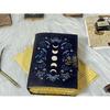 Moon Phases Vintage Leather Journal for Men & Women  of Antique Handmade Deckle Edge Vintage Paper