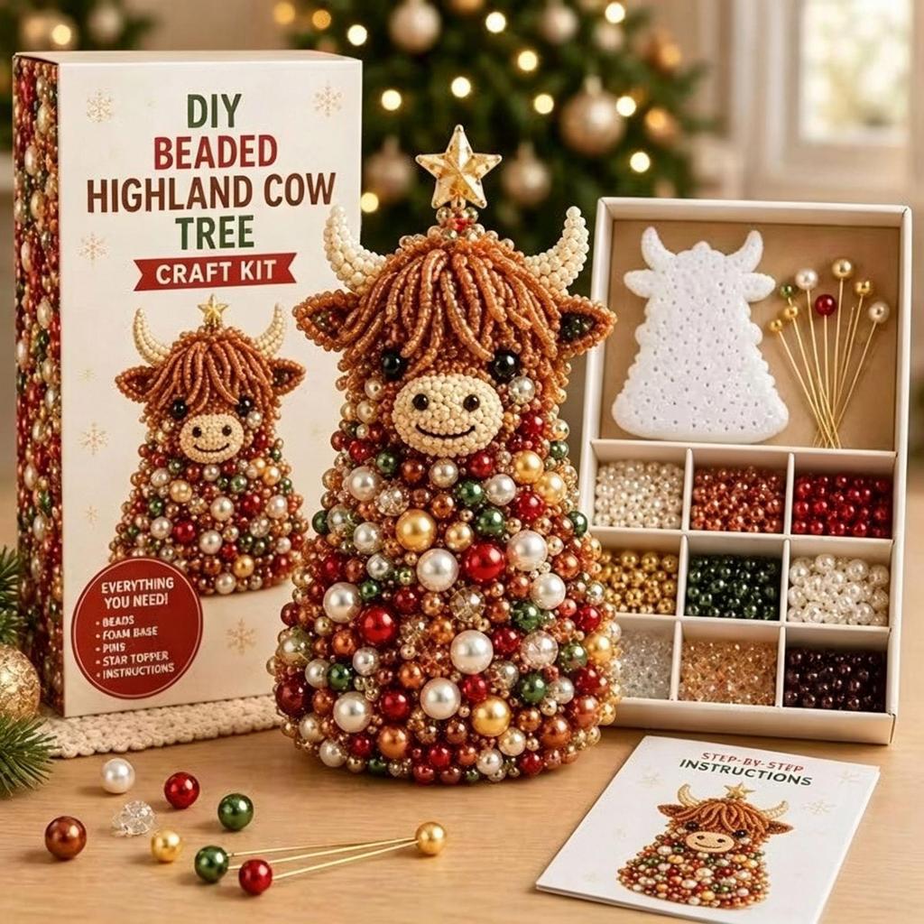 Animal Beaded Christmas Tree DIY Craft Kit Handmade Beading Set Christmas Table Decor Ornament Making Kit for Children