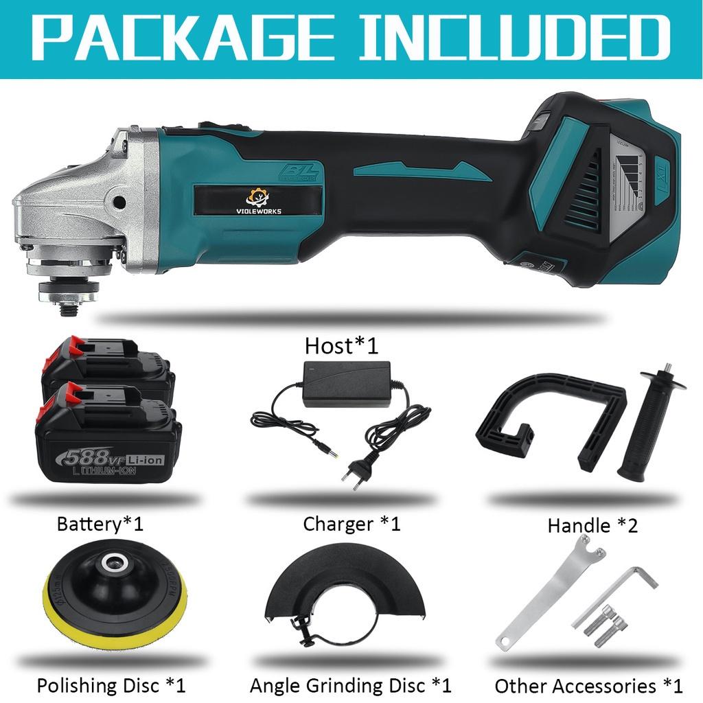 588VF 6 скоростей 2 в 1 Беспроводная угловая шлифовальная машина Полировщик автомобиля Бесщеточная электрическая угловая шлифовальная машина для батареи Makita 18 В
