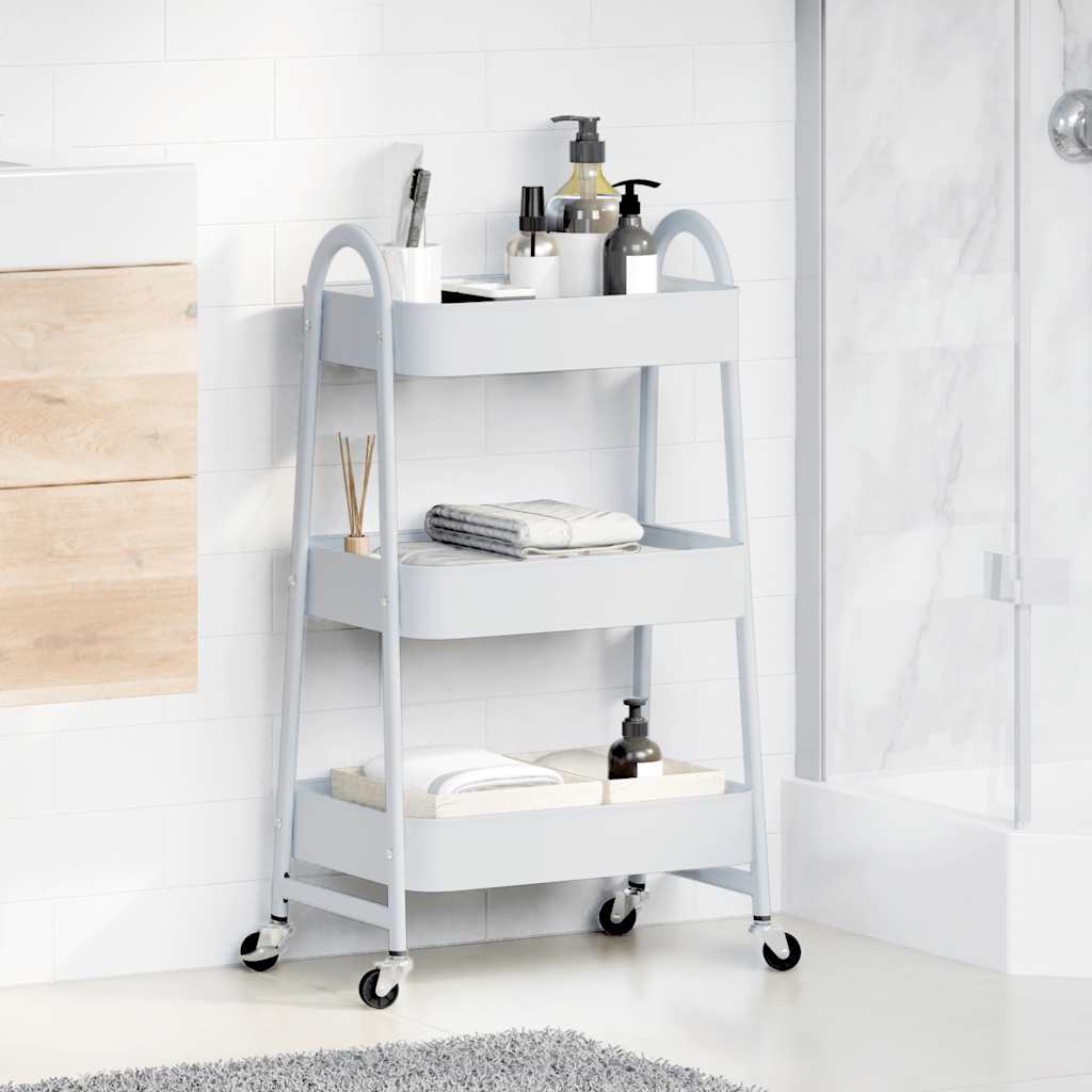 3 Tier Storage Trolley White 42 x 41.5 x 77 cm Steel