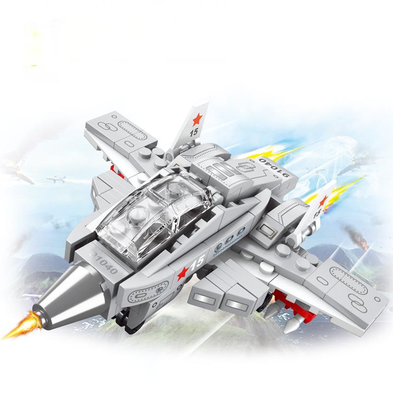 OUZEY 14+ Строительные блоки Истребитель для Военного Авианосца, DIY 3D Головоломка Модели Самолетов-Истребителей, Образовательная STEM Игрушка Подарок для Подростков