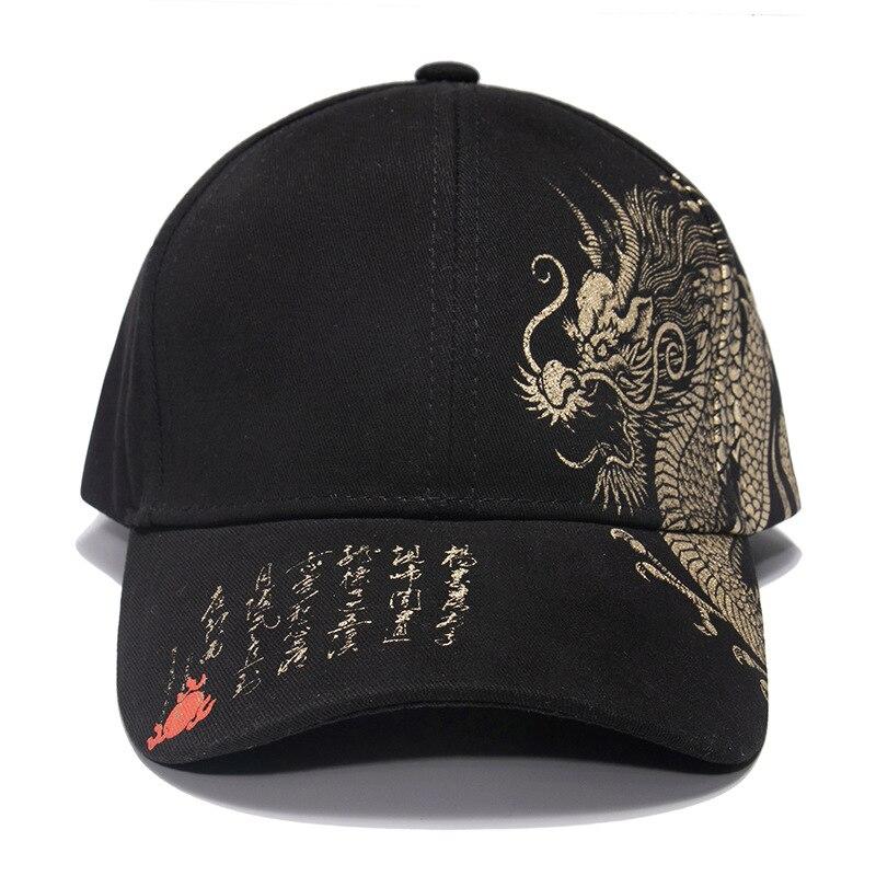 2022 New Cap Cotton Unisex Chinese Dragon Print Street Fashion Outdoor Outing Leisure Sunscreen Hip Hop Baseball Caps