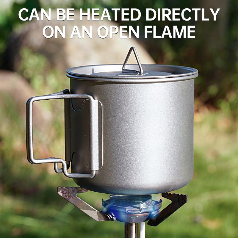 Кружка из чистого титана для улицы, складная ручка, сумка для хранения, переносная посуда для кемпинга, походов, пикника