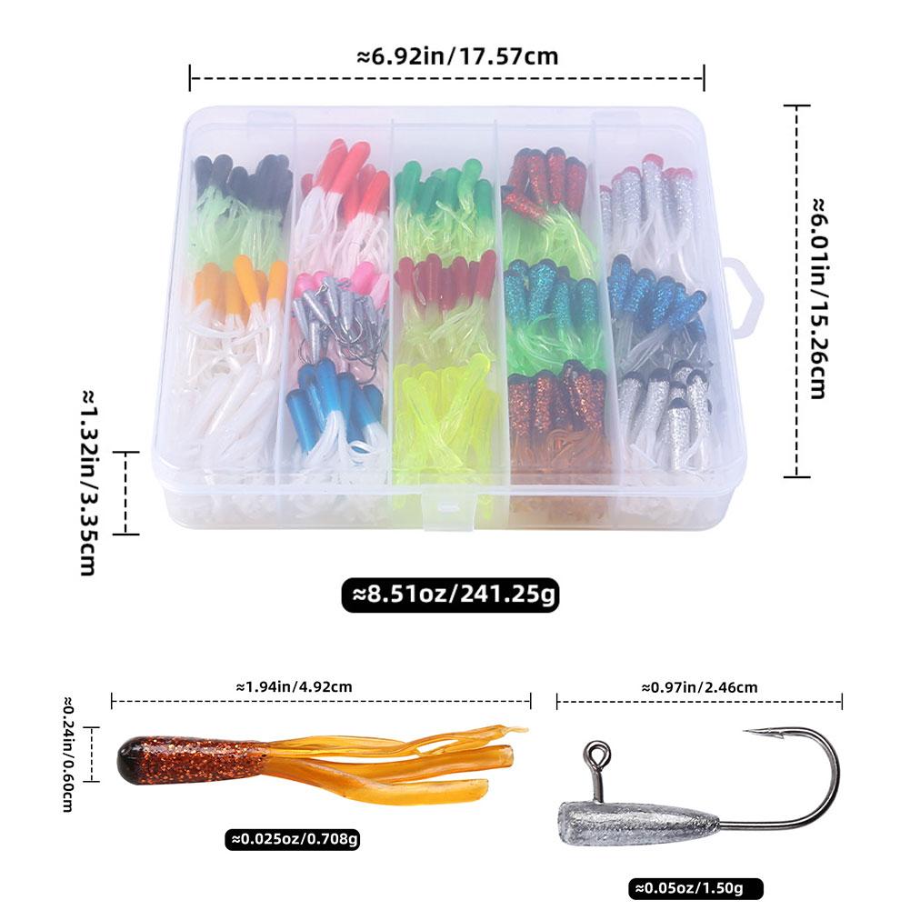 165pcs Fishing Lure with Jig Hooks Artificial Bait Soft Worm Bait Wobbler Silicone Swimbait for Fishing Pike Perch Trout