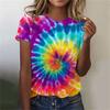 Colorful Tie Dye Pattern 3D Print T-Shirts Women O-Neck Short Sleeve T Shirt Y2k Harajuku Oversized Tees Tops Female Clothing