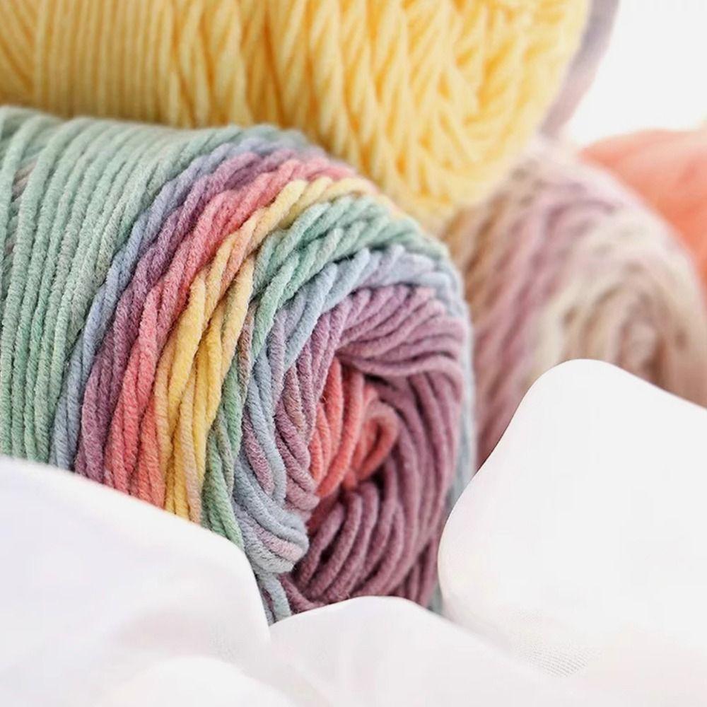 Rainbow Color Crochet Knitting Cotton Rainbow Cotton Yarn Warm Milk Cotton  Scarf