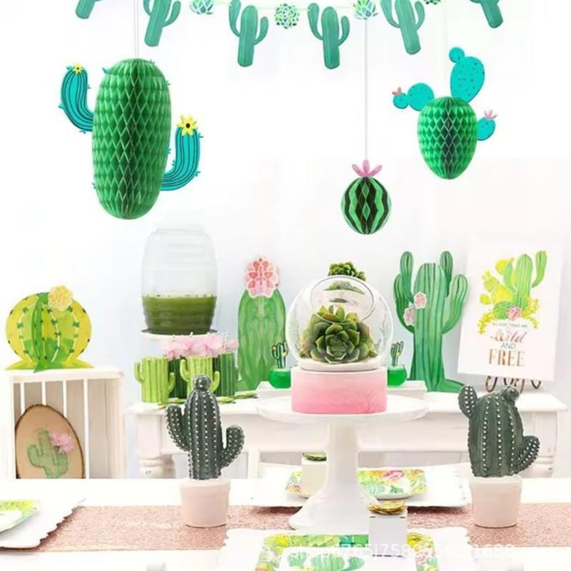 6 шт. Кактус Сотовый шар Украшения для вечеринки Бумажное настенное украшение для дня рождения, свадьбы, тематической вечеринки