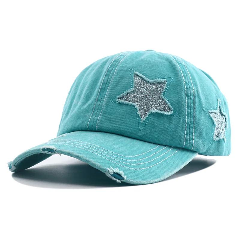  New Star Hollow Out Tail Baseball Cap for Ponytail Snapback Hat  Women Hip Hop Adjustable Distressed Hats Casquettes Femmes