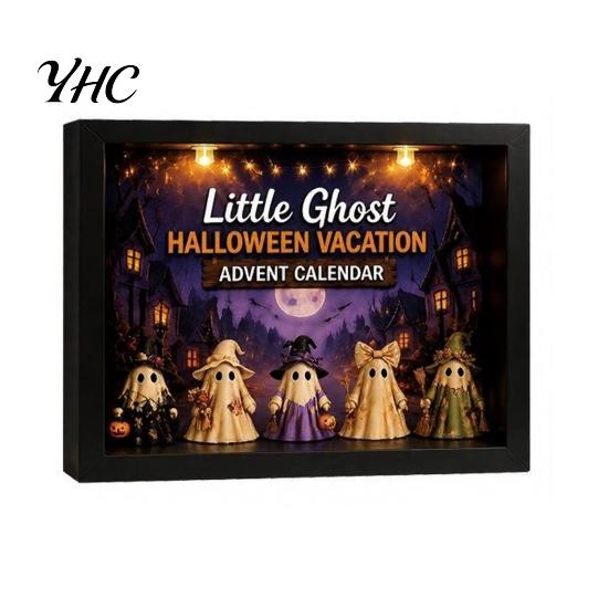 Durable Holiday Decor Halloween Advent Calendar, 24 Days Ghost Countdown Calendar with Party Collectible Figures, Gifts for Kids Boys Girls Toddlers