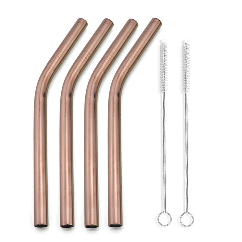 4 шт. 12 мм Металлические соломинки для питья Многоразовые Набор соломинок из нержавеющей стали 304 со щеткой Соломинка для чая с пузырьками Смузи Аксессуар для вечеринки в баре