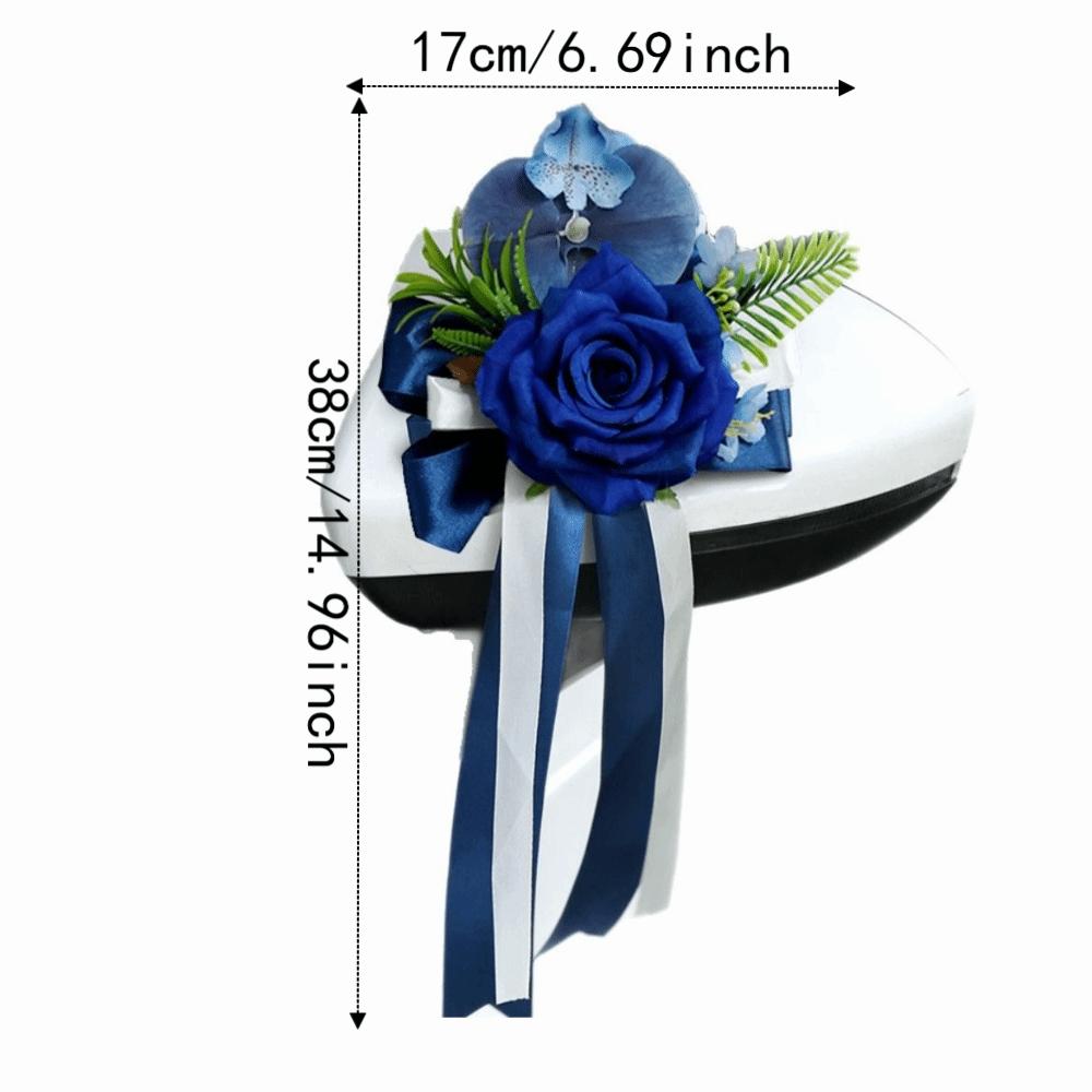 Ribbon Bow Wedding Decor Simulation Rose Car Decoration Artificial Rose Door Handle