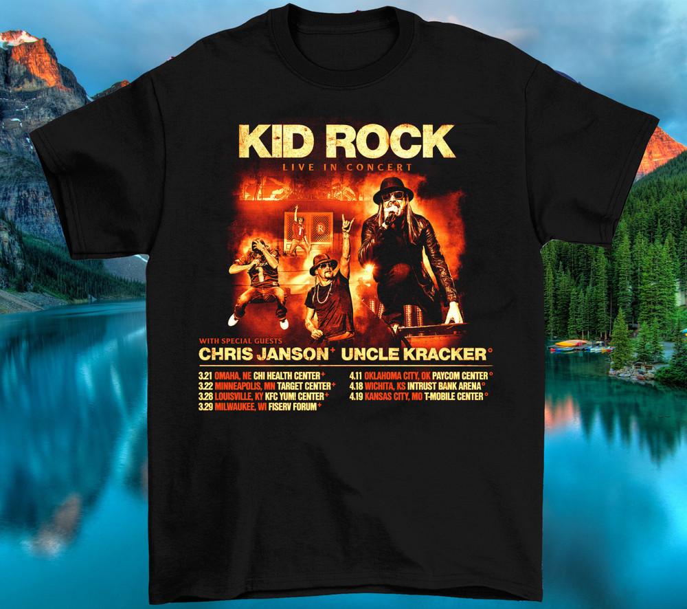 Kid Rock 2025 Tour T Shirt S5XL For Men Cotton Black MM124 Unisex T-Shirt