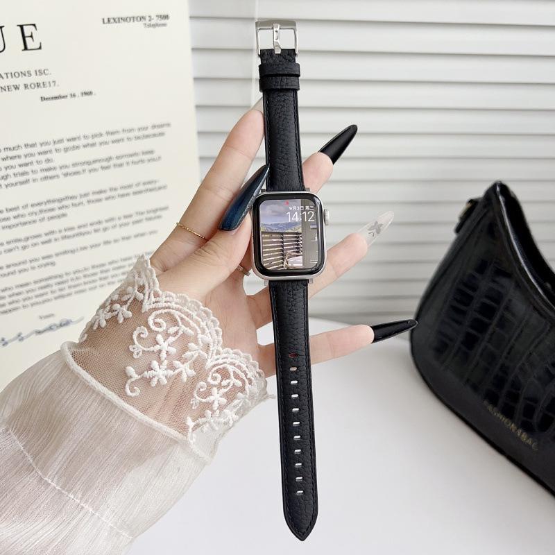 Совместимый кожаный ремешок для Apple Watch S10 - Узор личи, iWatch 9876, SE, Ultra