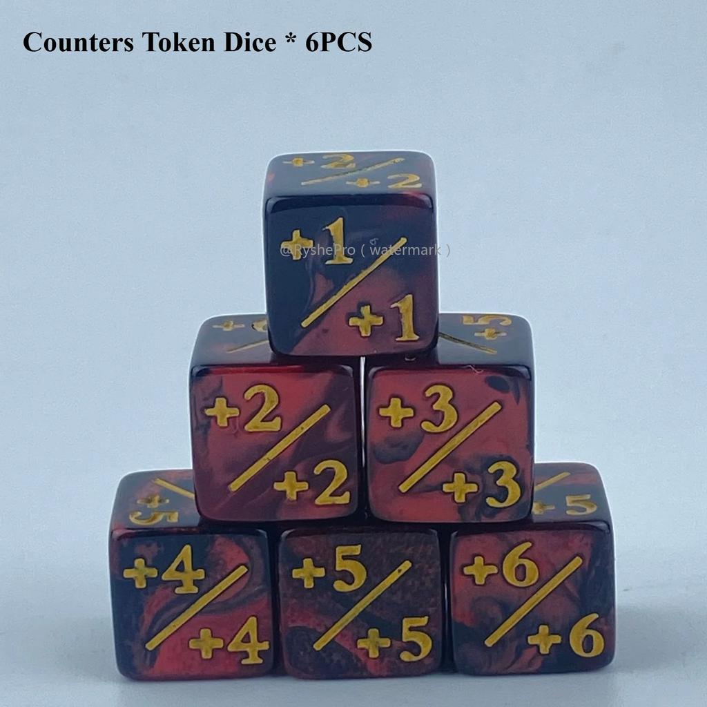 6pcs Counters Token Dice Compatible with Magic The Gathering Dices Cube Loyalty Counter Dice Set for MTG CCG DND PRG Card Gaming