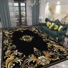 Home Decoration Luxury Black Living Room Rug Antiskid Golden Border Gaming Room Carpet Big Size Soft Entrance Door Mat Washable