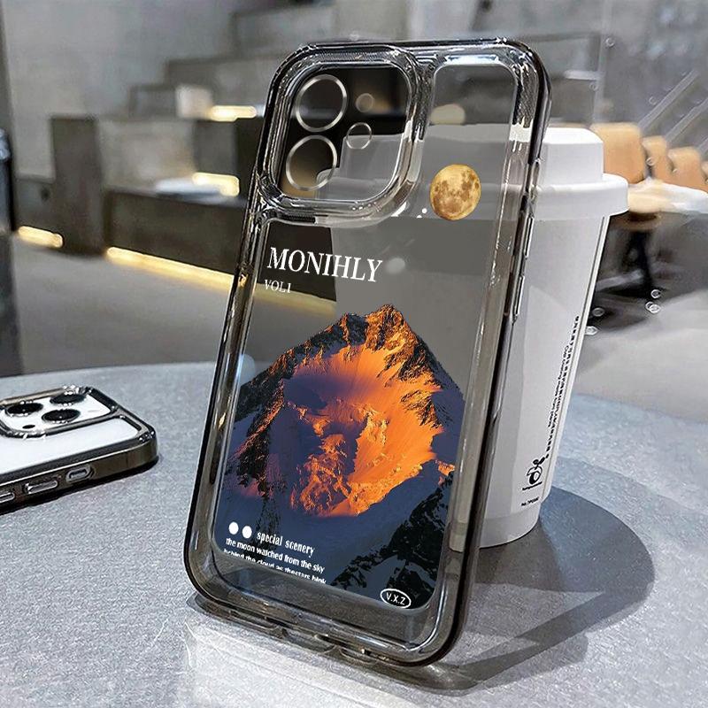 Чехол для телефона с пейзажем Лунной горы для iPhone 17 16 15 14 13 12 11 Pro Max Mini X XS XR 7 8 Plus SE Ударопрочный прозрачный чехол
