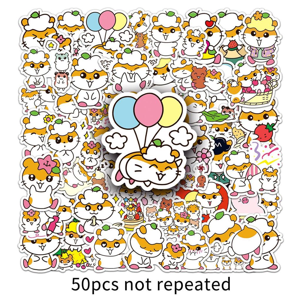 50 стикеров с мультяшными животными Sanrio: Coca-Cola, Золотистый хомяк, Белка - Водонепроницаемые и Декоративные для Чехлов Телефонов