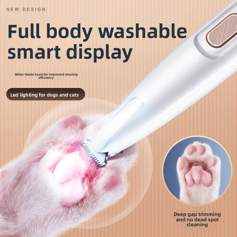 Водонепроницаемый светодиодный триммер для шерсти на лапах собак и кошек, Триммер для шерсти на лапах питомцев, Перезаряжаемая электрическая машинка для стрижки с подсветкой для стрижки шерсти собак