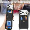 For iPhone 17 Pro Case with Zipper Pouch / Ring Kickstand / Strap Litchi Texture PU + TPU Phone Cover