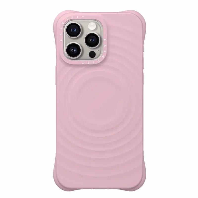 Силиконовый чехол с гравировкой букв 'Ripple' и магнитом для iPhone 17 Pro Max 16 15 14 13, модный, с защитой кнопки камеры, противоударный защитный чехол