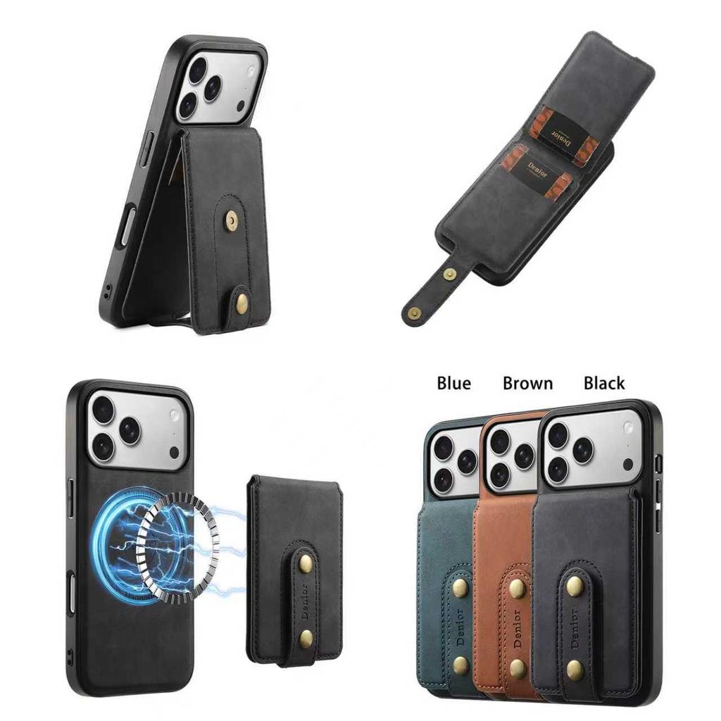 Business Leather Case For iPhone 17 16 15 14 13 12 Pro Max Air 2 in 1 Magnetic Detachable Wallet Card Slots Stand Durable Cover