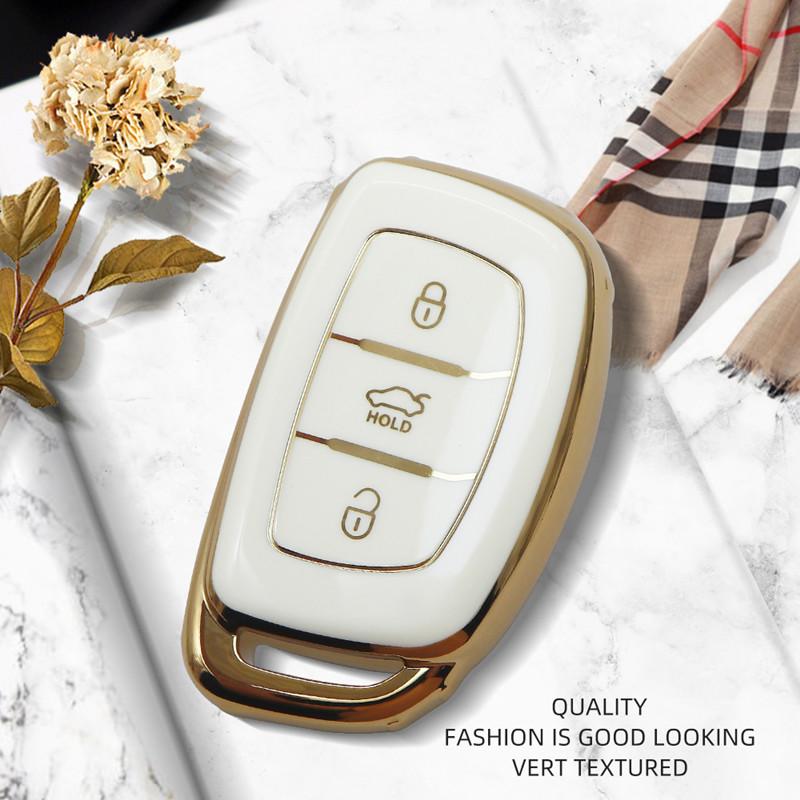 Роскошный чехол для дистанционного ключа автомобиля с золотым краем, полное покрытие для Hyundai Mistra IX35 IX25 Elantra Tucson Sonata Reina Auto