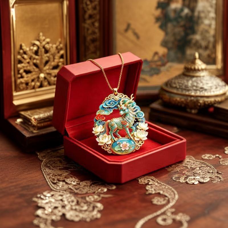 Nine Tailed Fox Enamel Pendant Necklace Exquisite Chinese Style Trendy Jewelry Ideal Anniversary Gift for Girlfriend