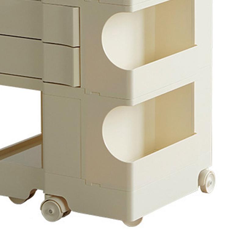 Rolling Nightstand 3 Layer Rotating Drawer Impact Resistant Plastic Wheel Bedside Table for Bedroom