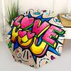 1pc Love You Sticker Automatic Folding Umbrella - 8-Rib Iron Frame, Windproof, Portable Sunshade with Plastic Handle for Travel & Outdoor Ac