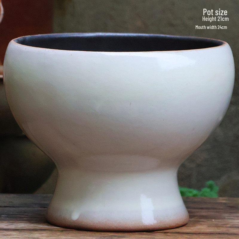 Керамический Цветочный Горшок в Скандинавском Стиле, Ручная Работа - Белый, С Широким Горлышком для Бугенвиллии и Стрелиции, Декор для Дома.