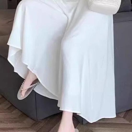 Женские повседневные брюки эластичные с высокой талией однотонные оверсайз с широкими штанинами