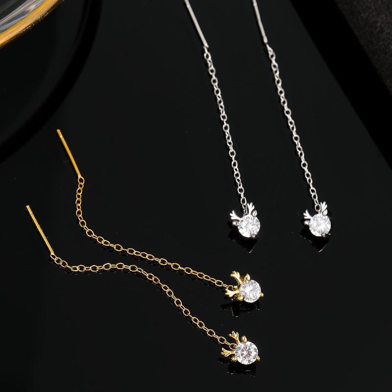 Серьги-кисточки из оленьего рога Banyan Tree S925 из серебра для женщин с бриллиантовыми акцентами