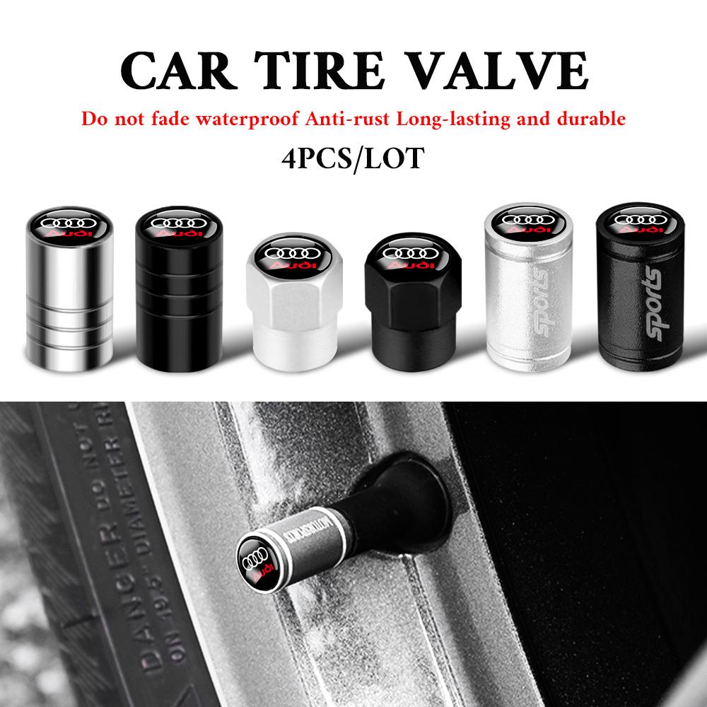 Car Wheel Tire Valve Caps Tyre Rim Stem Covers Airdust for OOOO Audi RS S SLINE A1 A3 8P A4 B5 B7 B8 A5 A6 C6 C7 Q3 Q5 Q7 A7 A8