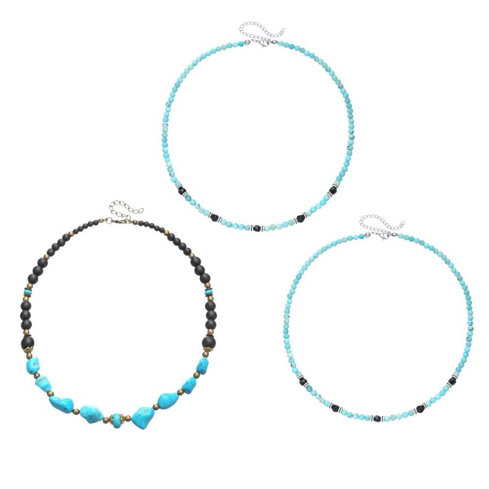 Текстурное ожерелье из бусин, ожерелье в стиле вестерн кантри с черными бусинами, бирюзовое ожерелье, мужское, мужское