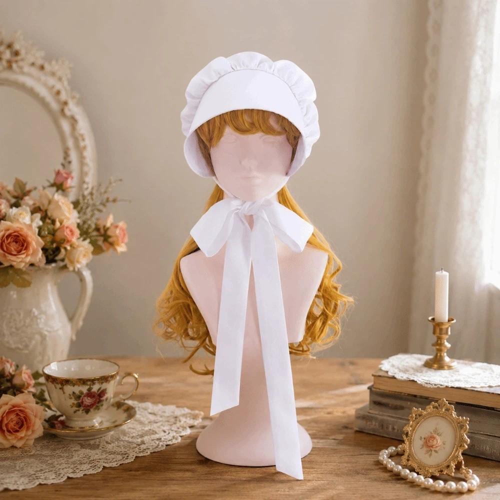 Cosplay Half Apron White Lolita Bonnet Hat Creative Maid Apron Hat Set Restaurant Work Chef Waiter