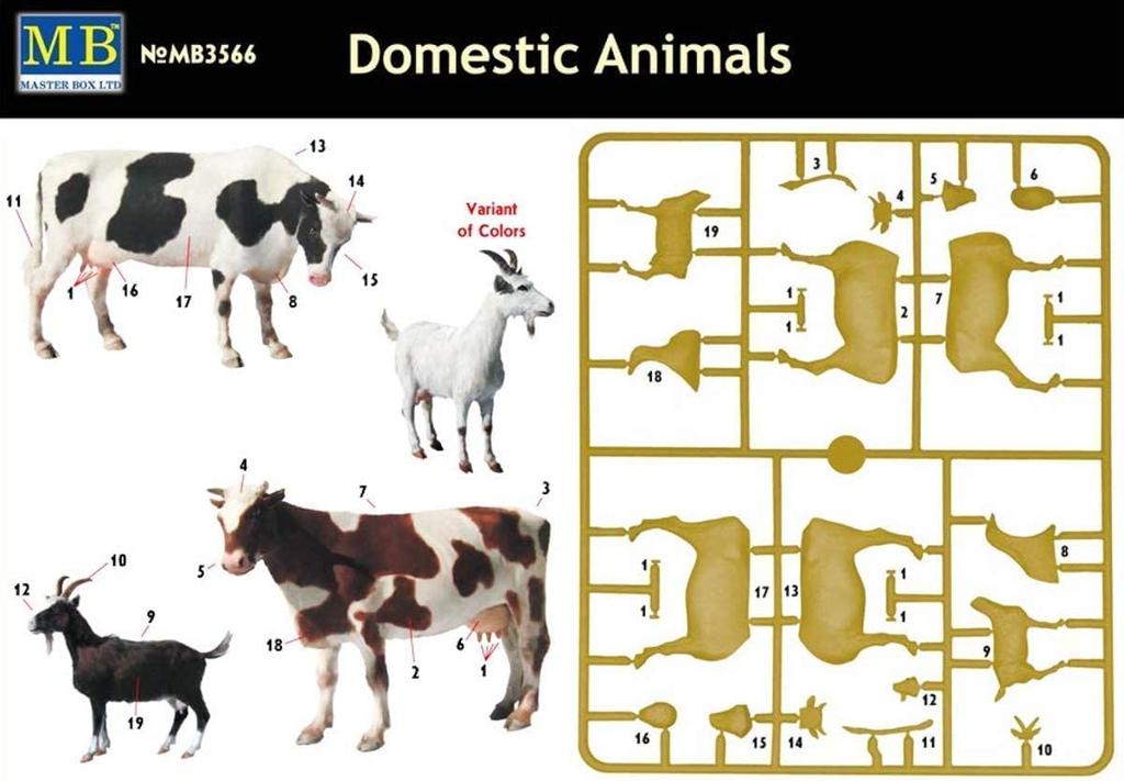 Мастер Бокс Животноводство 2 Коровы и 1 Пластик MB35066 1/35 Набор, Коза, Модель,
