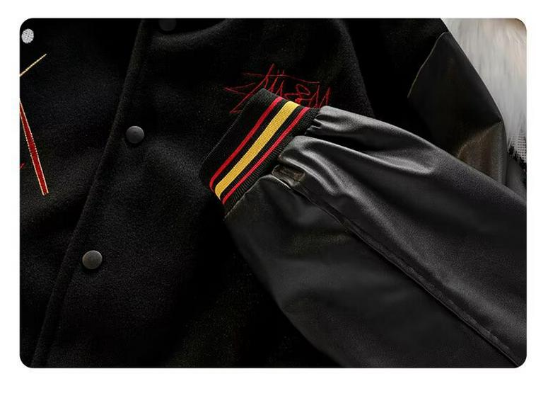 Унисекс Классическая черная вышитая бейсбольная куртка для весны/осени