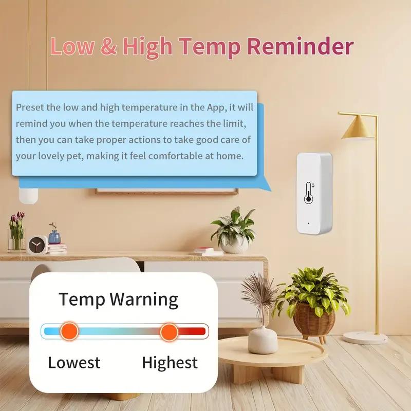 1 Smart Temperature Sensor Humidity Sensor, Remote Monitoring, Sharing Function, Low and High Temperature Reminder,
