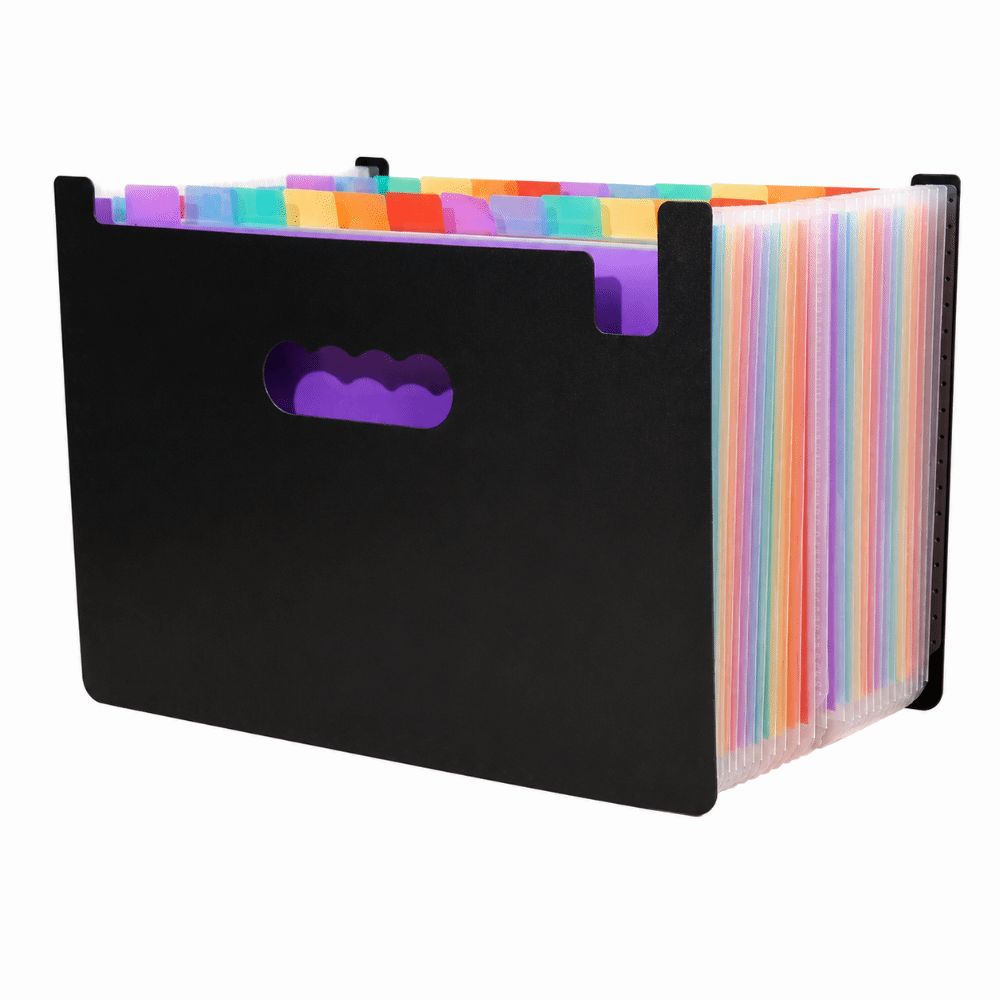 13/25 Pockets Accordion File Folder A4 Document Organizer Portable Expanding File Box Student