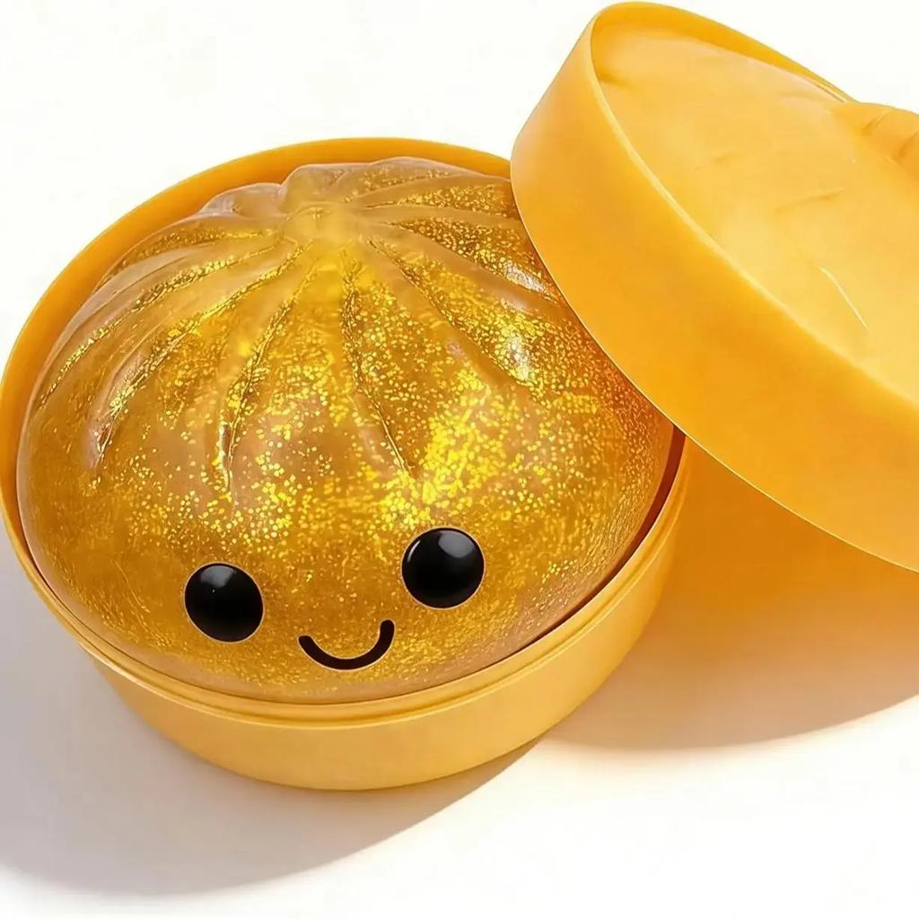 Гигантская блестящая пельмешка Squishy, Мега радужные пельмешки, Милая игрушка-антистресс с коробкой-пароваркой, Мягкое тесто для сжатия и снятия стресса для взрослых