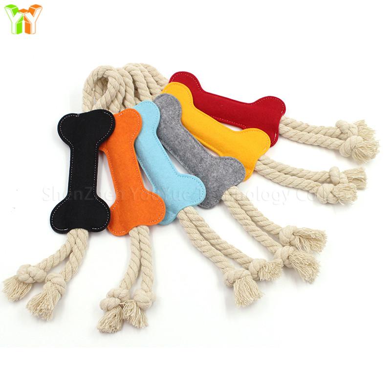 Pet Dog Toy Creative Dog Felt Bone Toy Grinding Teeth Training Bone Stick Dog Chew Toy with Rope