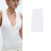Summer New Women Clothes Simple Style Cotton Slim Fit Straight V-neck Sleeveless Basic T-shirt Top 5644198