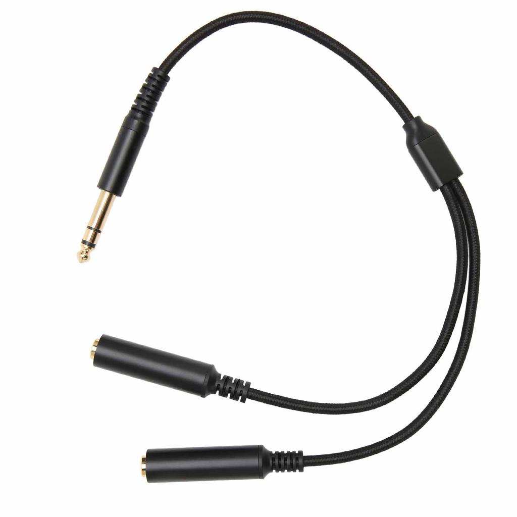 6.35mm Stereo Male Plug To Dual Female Plug Cable 1 4 Inch 6.35mm Splitter Y Cable with Gold Plated Plug Socket 11.8in