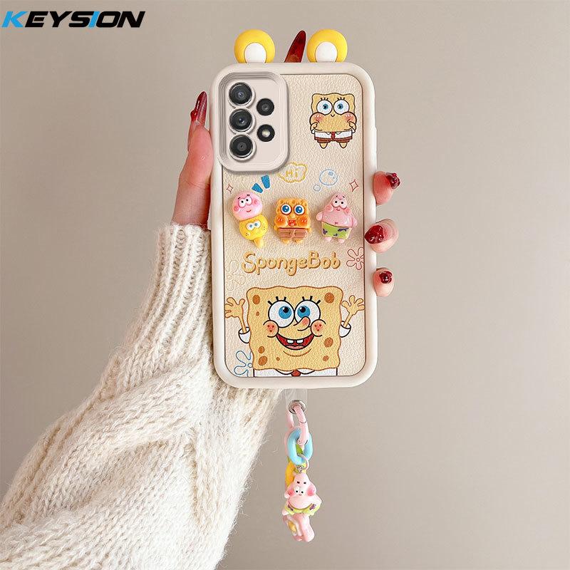 KEYSION Cute Ear 3D Cartoon Case for Samsung A52 5G A52S 5G with Bracelet Soft Silicone Shockproof Phone Cover for Galaxy A32 4G