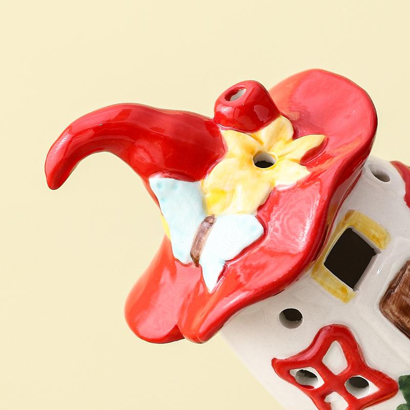 Ceramic Magic Hat Lamp Fairy Style Floral Village Houses Night Light for Children’s Room and Nursery