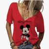 Женская футболка Disney Минни Маус Летняя Мода Топы с V-образным вырезом Футболки Женская Повседневная Одежда с Коротким Рукавом Мультяшный Наряд Streetwear